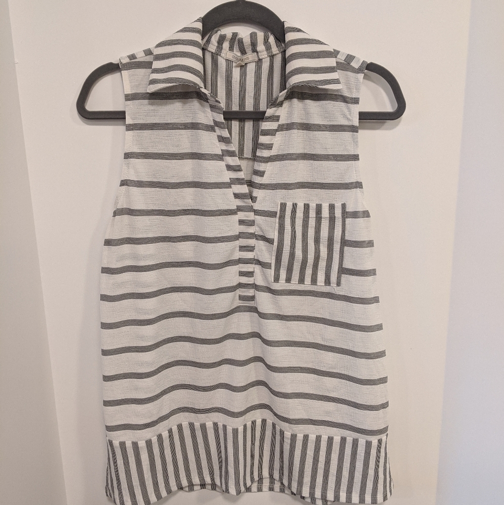Black and White striped Sleeveless